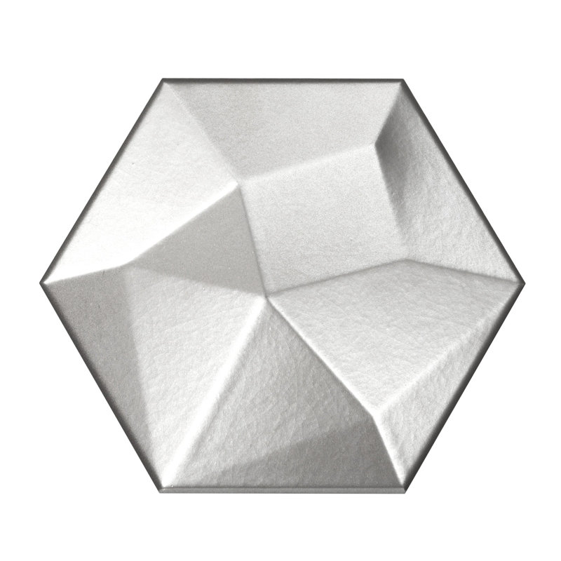 Code™ Hex High 6" x 7" Ceramic Singular Tile, Metallic Ceramic 