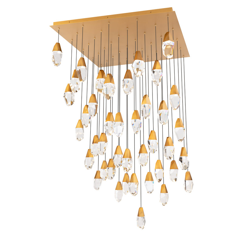 Martini 41 Light Crystal LED Multi-Light Pendant, Aged Brass, Clear