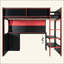 Lit mezzanine avec bureau et lumières intégrés, base de lit en bois moderne avec bureau et station de charge intégrée-129743448