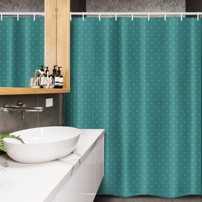 East Urban Home Stall Shower Curtain Interlaced Ornament Blue Sea Green 65576 -  8393CB7459374641A4339BC87B1FE1AB