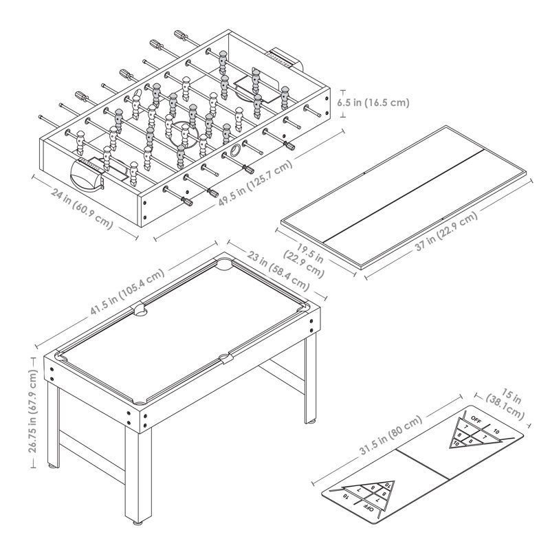 Sunnydaze 10-in-1 Multi-Game Table with Dark Wood Finish