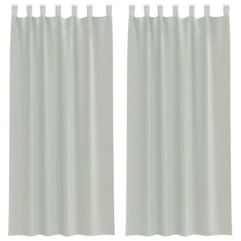 Voile Curtains With Tab Top 2 Pcs, 140cm Width x 225cm Drop, Light Grey