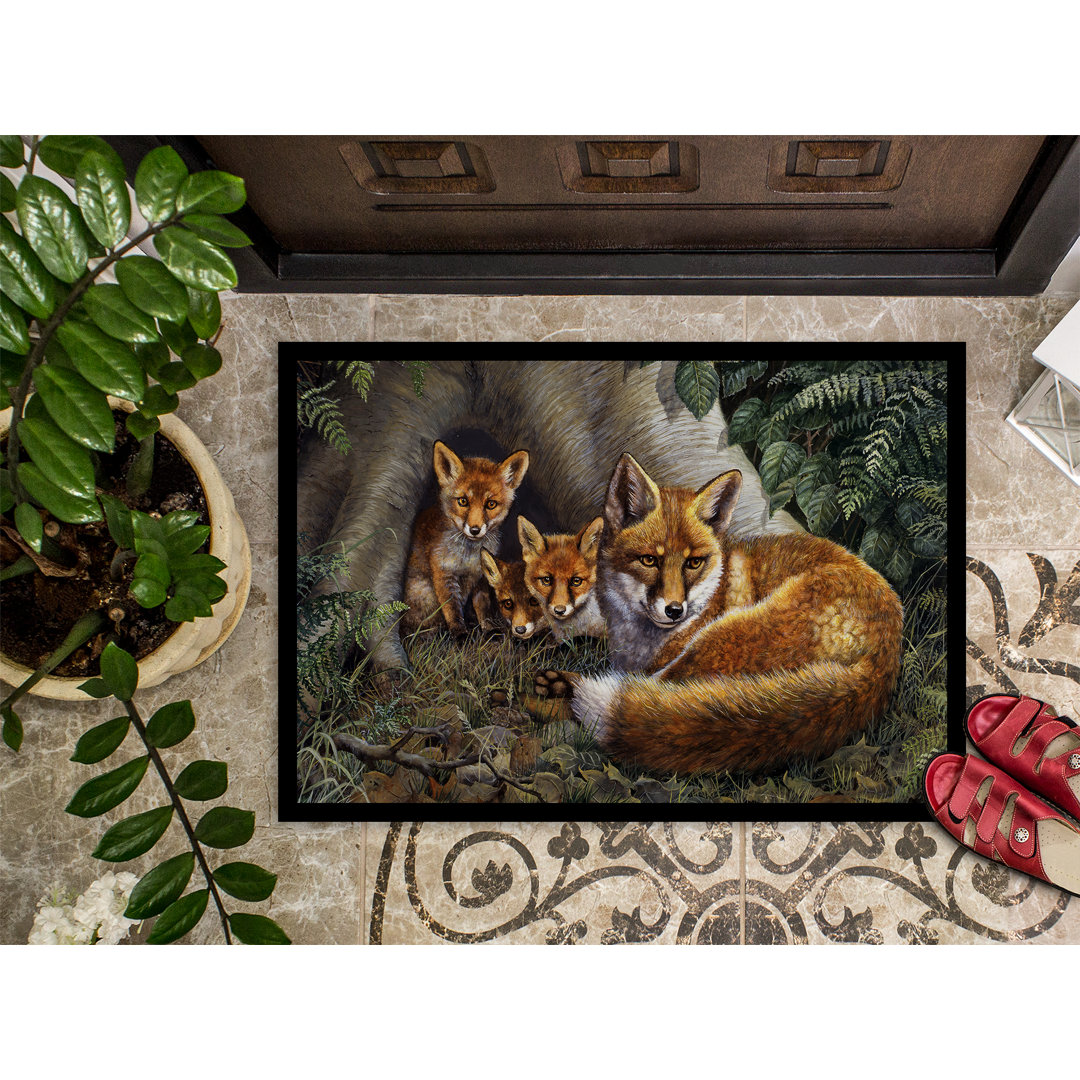 Vic A Family of Foxes at Home Non-Slip Outdoor Door Mat Winston Porter Mat 