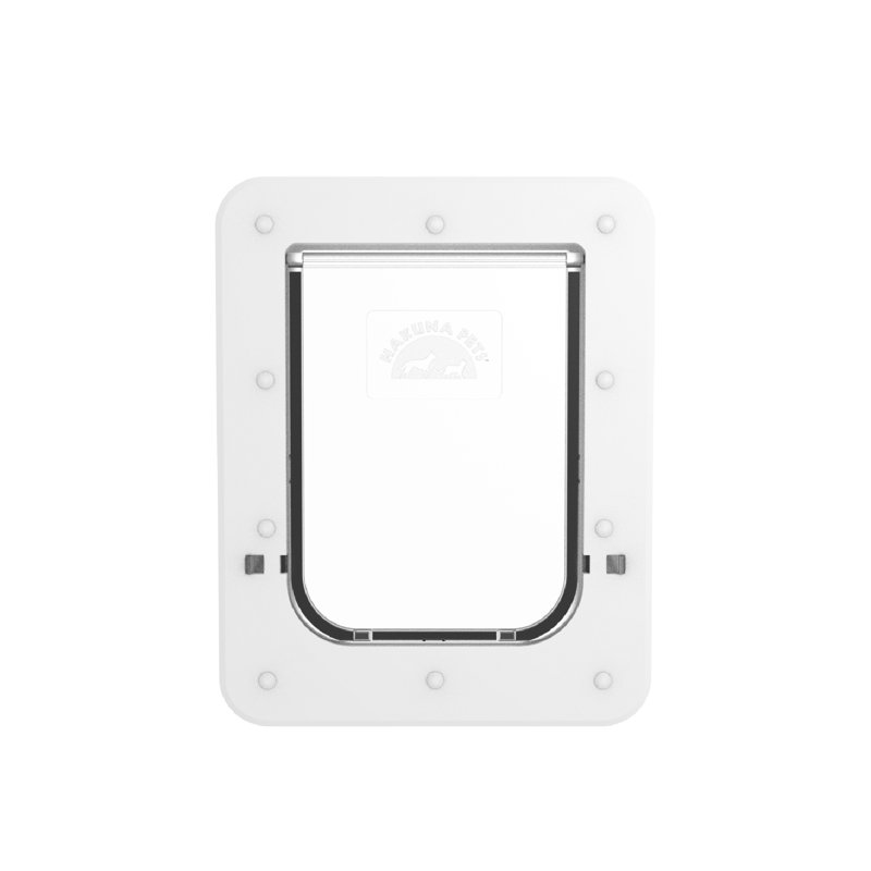 Small White Polycarbonate Pet Door with Lock for Cats and Dogs