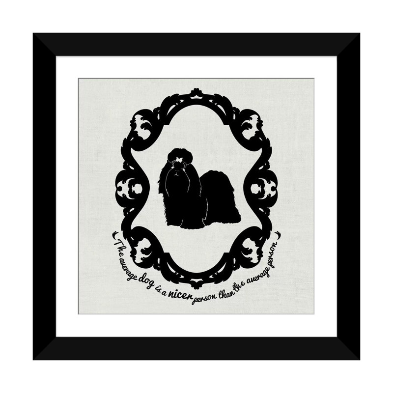 5by5collective «Shih Tzu», impression sur toile tendue, H 16 po x l 16 po x P 1 po, Papier beaux-arts encadré noir, Blanc