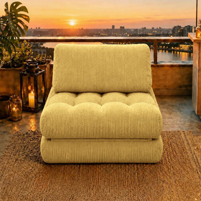 Cozy Corduroy Fabric Beanbag Couch for Living Room, Bedroom & Dorm, Soft and Comfortable Mini Couch in Yellow