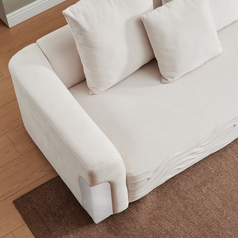 179.53” Wide L Shaped Sectional Sofa Couch For Living Room, Beige Chenille