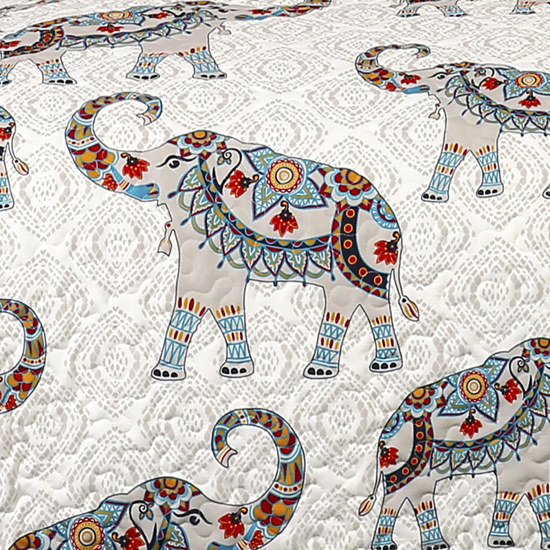Colorful Bohemian Elephant Print Sherpa Throw Blanket