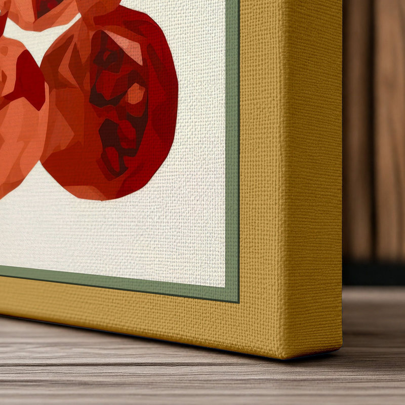 Pomegranate Studies Botanical - Wrapped Canvas, 18x12 - 45.7 x 30.5 cm, Ochre Border