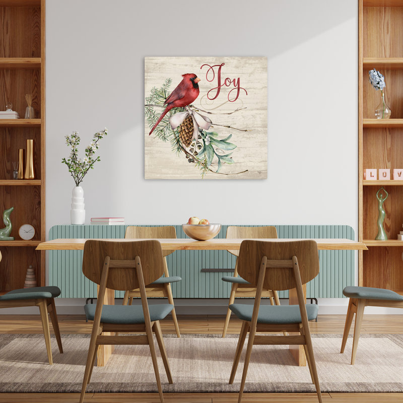 Joy, cardinal contemporain, nature, thème, typographie, art, H 36 po x l 36 po