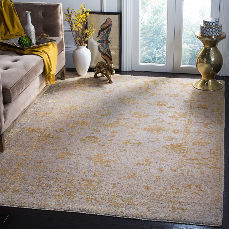 Tapis floral en laine noué à la main Centennial, Rectangle 6 pi x 9 pi
