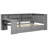 Full Size Platform Bed with Storage Shelves, Drawers, USB Charging, LED Lights, Desk & Upholstered Headboard, Grey+ Grey Cushion-1412256843