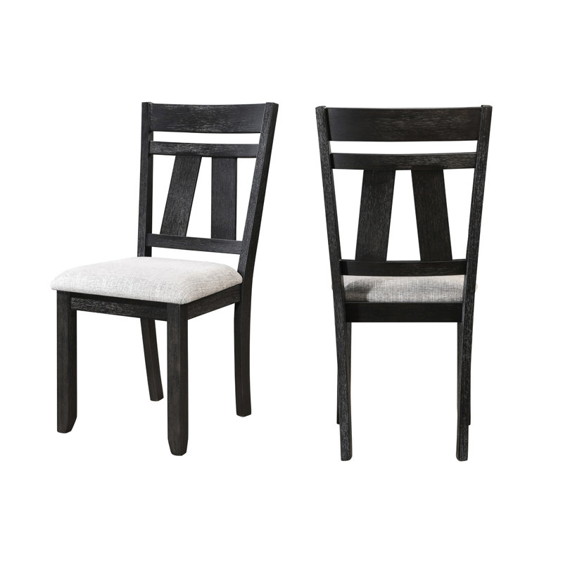 2 chaises d'appoint de salle à manger transitionnelles 2 pièces, finition gris anthracite blé, sièges rembourrés en tissu, chaise en bois avec pieds carrés de 2 chaises transitionnelles,