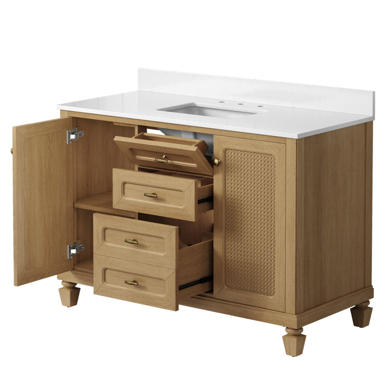 72" Free Standing Double Bathroom Vanity with Engineered Marble Top, Ceramic Sink, Backsplash, 72", Hickory