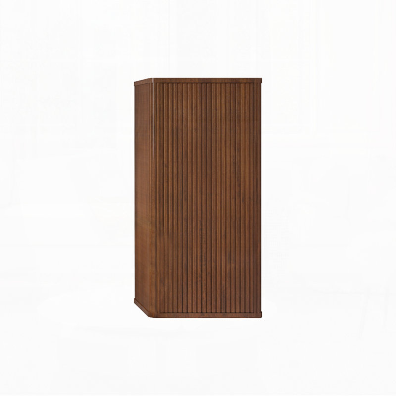 Armoire latérale rayée pour salle de bain flottante, armoire de rangement murale pour petits espaces, Noyer