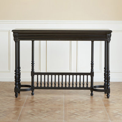 Black Solid Wood Rectangular Console Table