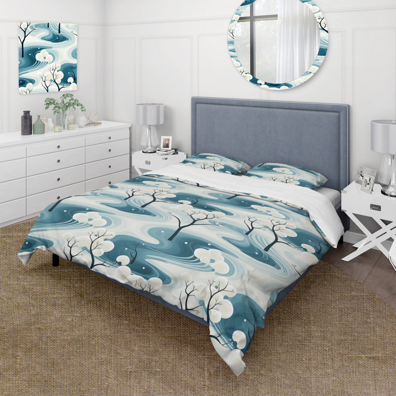 Ensemble de housse de couette White Tranquil Mindset Landscape Zen, Housse de couette simple + 1 taie décorative stan