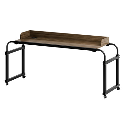 Table de lit avec roulettes, table inclinable avec déflecteur, table de lit avec support réglable et rangement, bureau d'ordinateur portable pour la maison, dortoir, canapé, brun rustique et noir