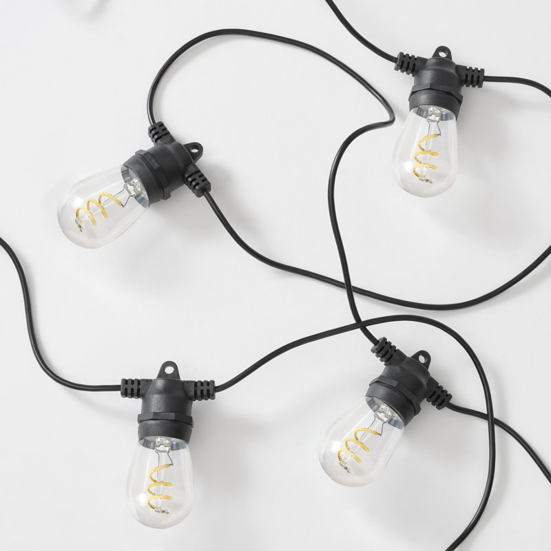 Ambience Pro 27 ft. Outdoor Solar-Powered LED String Lights with 12 Spiral Filament Bulbs, Remote Controlled, Weatherproof, Commercial-Grade Cord