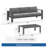 2 Pieces Outdoor Patio Set, All-Weather 75” 3-Seat Metal Patio Sofa Couch With Thick Gray Cushions, Gray Frame And 43” Coffee Table-2029283592