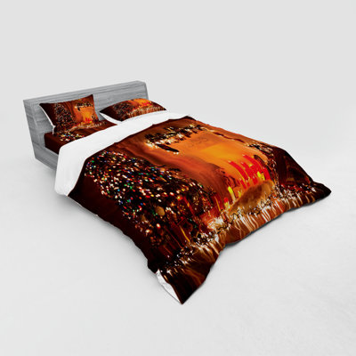 Ensemble de housse de couette orange et microfibre moderne et contemporain