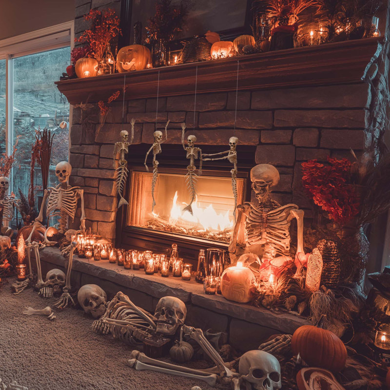 Décorations d'Halloween 4 pièces de squelette de sirène avec joints articulés 4 pièces Annekristin