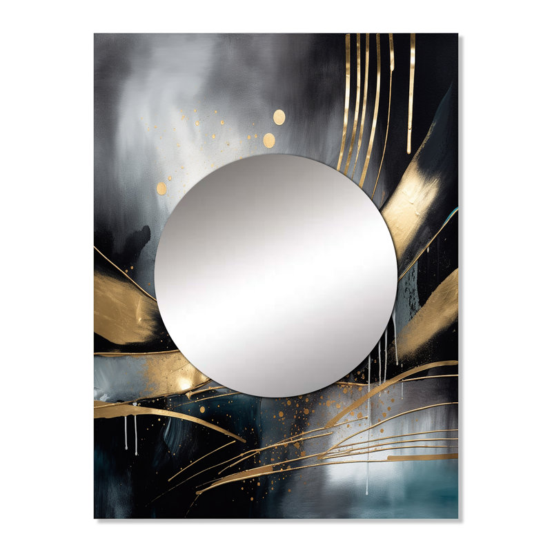 Oaknoll Shapes And Lines Abstract Marble II - grand miroir mural en marbre, miroir unique moderne, art imprimé en métal