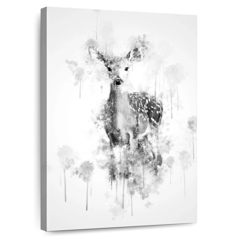 Brampt Deer Black And White, 36" H x 24" W