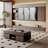 Walnut Rectangular Coffee Table With 86.2''W Extendable Sliding Top And Storage Cabinets & Hidden Compartment, Elegant Living Room Furniture