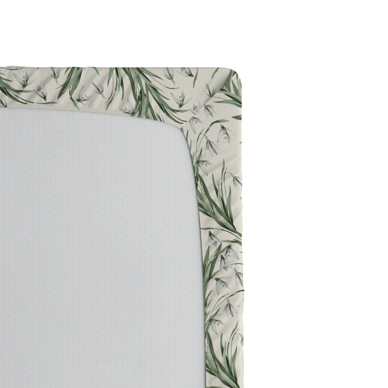 Ambesonne Nature Fitted Sheet Leaves Botanical Style Art, Laurel Green/Off White Floral, California King Fitted Sheet