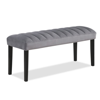 Contemporary Style Gray/Black Kitchen Bench - Wood, Comfortable Velvet Upholstery Gray Black Home Furniture Wooden Frame, Luxurious Seat