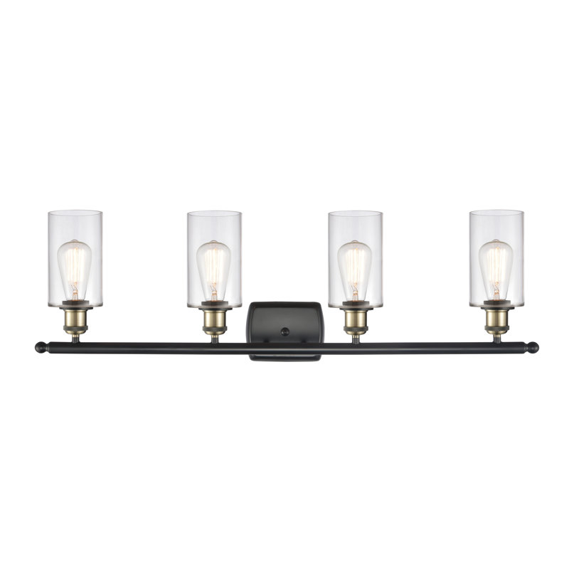 Éclairage de salle de bain à intensité variable à 4 lumières Mallette, Ampoule incandescente rétro de 60 watts, Transparent