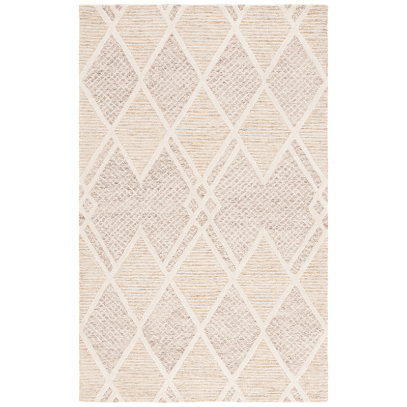 Kovacs 706 Hand Tufted Wool/Cotton Geometric Rug in Beige/Ivory, Rectangle 5' x 8'