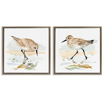 «Sea Birds on Shore», ensemble de 2 toiles flottantes encadrées par Victoria Barnes