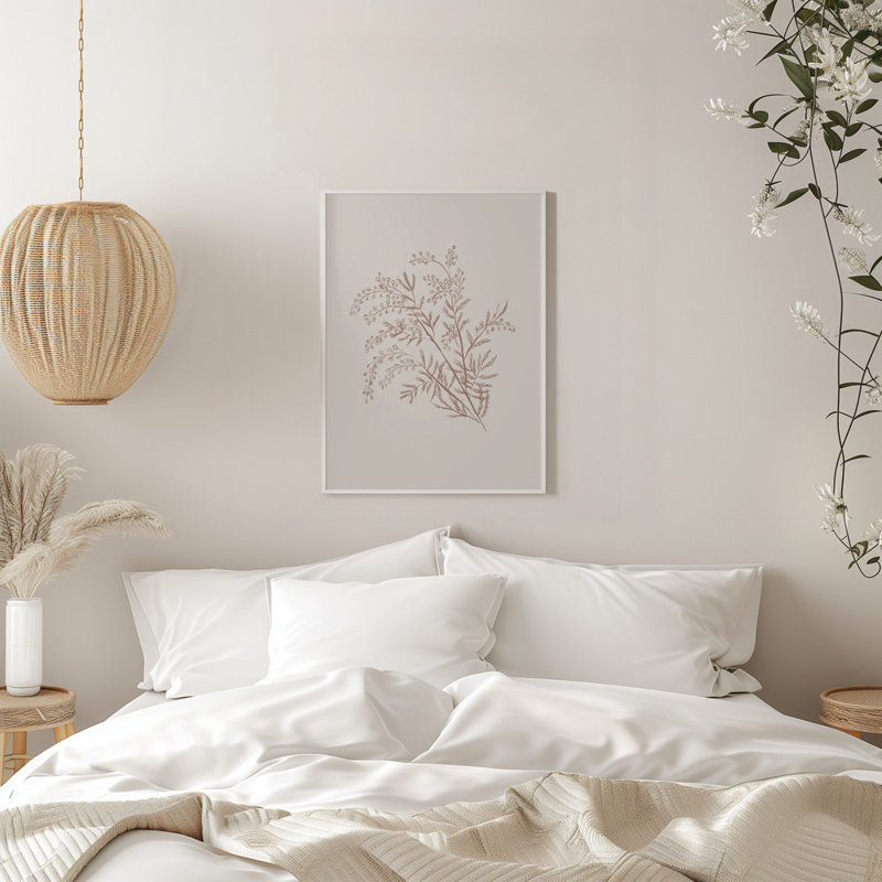 Branche botanique d'acacia, H 20 po x l 24 po, Blanc