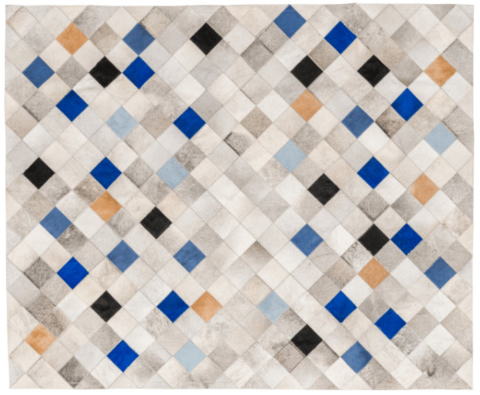 Art Hide Cowhide Area Rug in Blue, Rectangle 9' x 12'