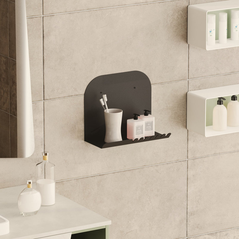 Locelso 100% METAL Floating Shelf, 23cm H x 28cm W x 12cm D, Black