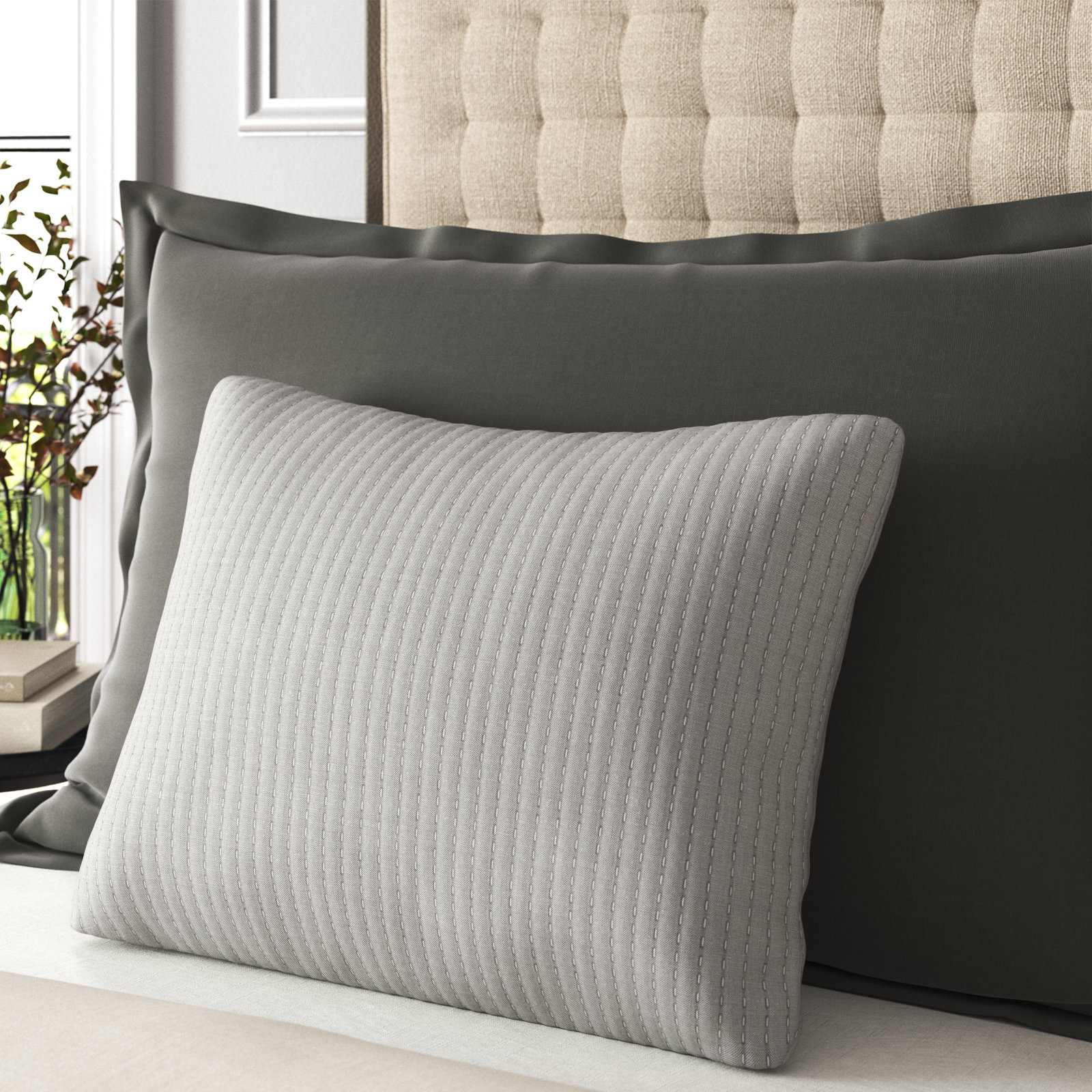 Maybell 100% Cotton Envelope Sham, Standard/Twin, Ash