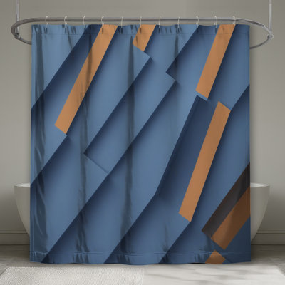 Blue Geometric Shapes Shower Curtains Extra Long