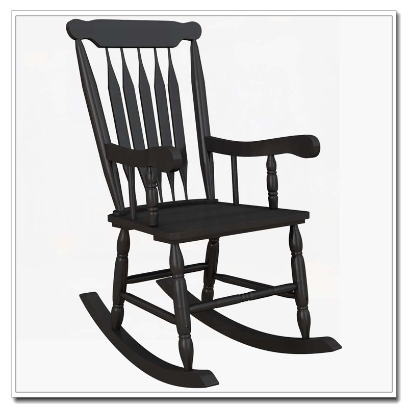 Chaise berçante d'extérieur en bois, Noir