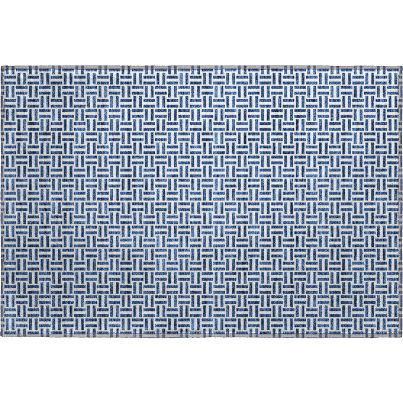 Premium Machine Washable Prisco Navy Rug, Rectangle 1'8" x 2'6"