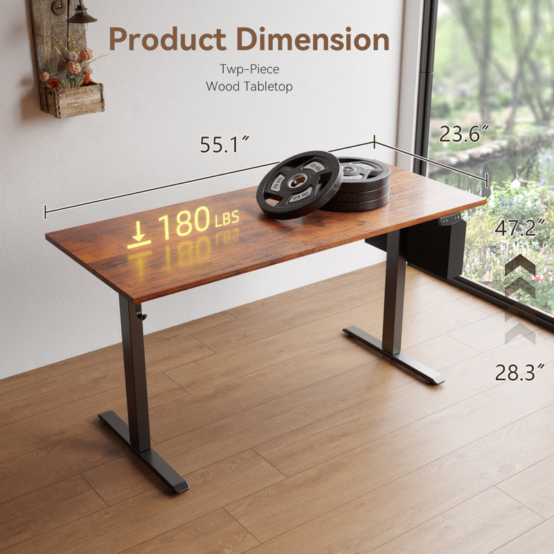 Standing & Height-Adjustable Desks, Brown/Black, 47.2" H x 55.1" W x 23.6" D
