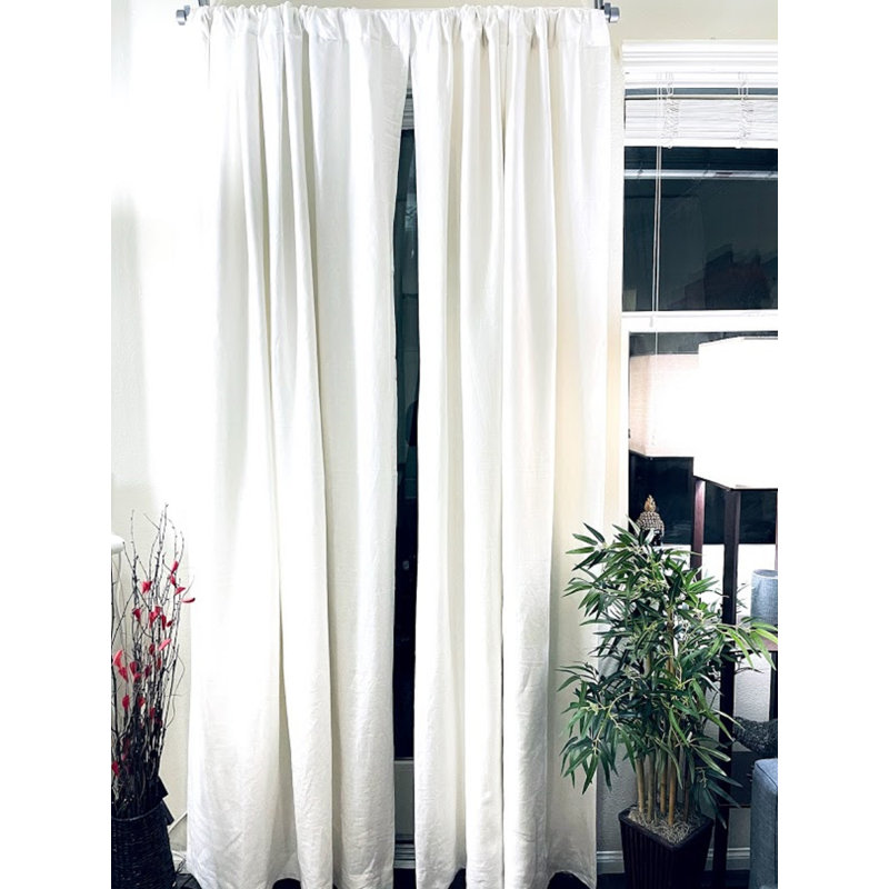 Caistor Linen Semi Sheer Curtain Single Panel, White, 50" W x 96" L