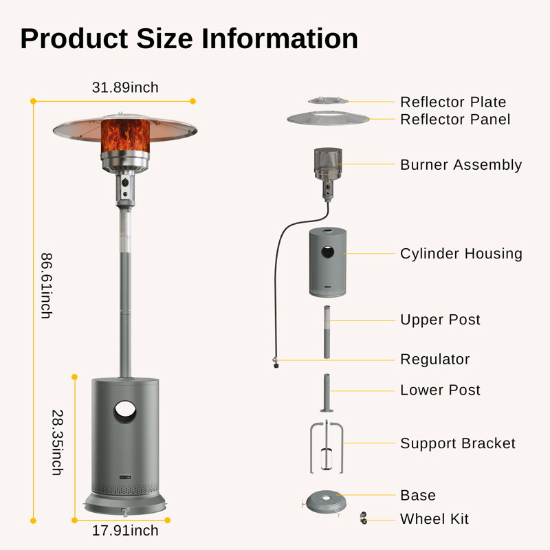 Gray Round Table Design Outdoor Propane Patio Heater