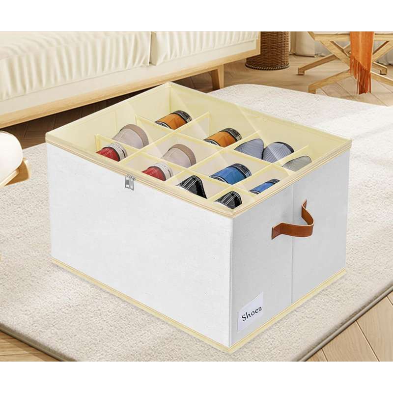 Shoe Storage Box Organiser For Closet, Space Saver Shoes Containers Bin With Clear Lids Stackable, Foldable Shoe Rack Cabinet Cubby For Wardrobe