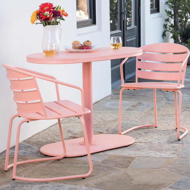 Table bistro en fer - Mobilier de salle à manger d'extérieur élégant en corail, Corail