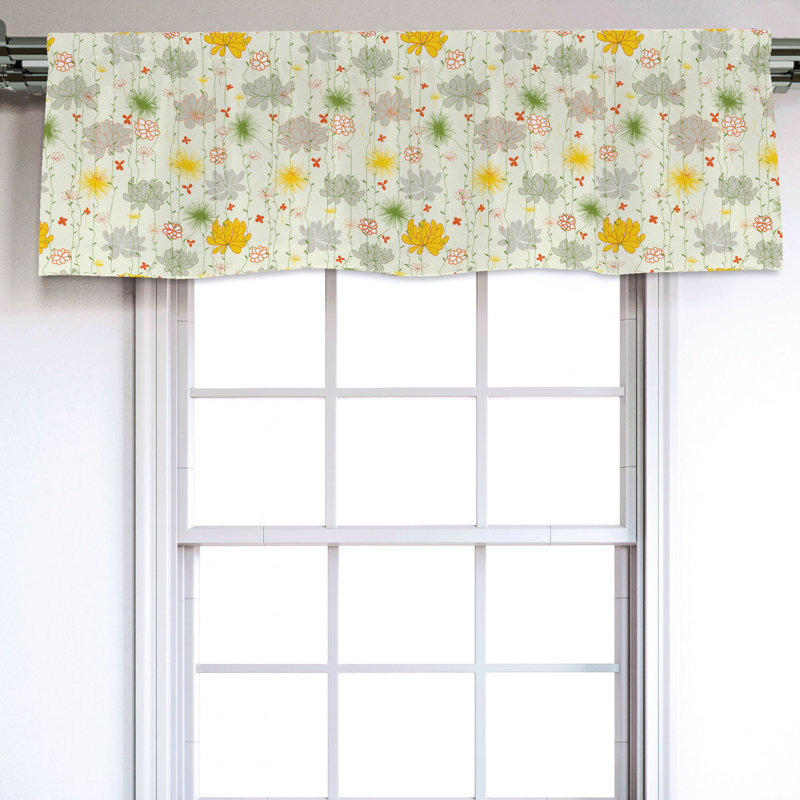 Sateen Floral Ruffled Window Valance