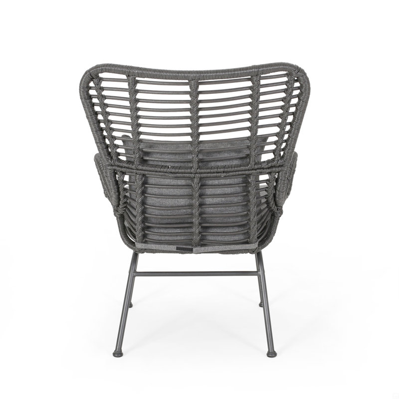 Ensemble de 2 chaises de patio en osier avec coussins Tapscott, Gris, Gris