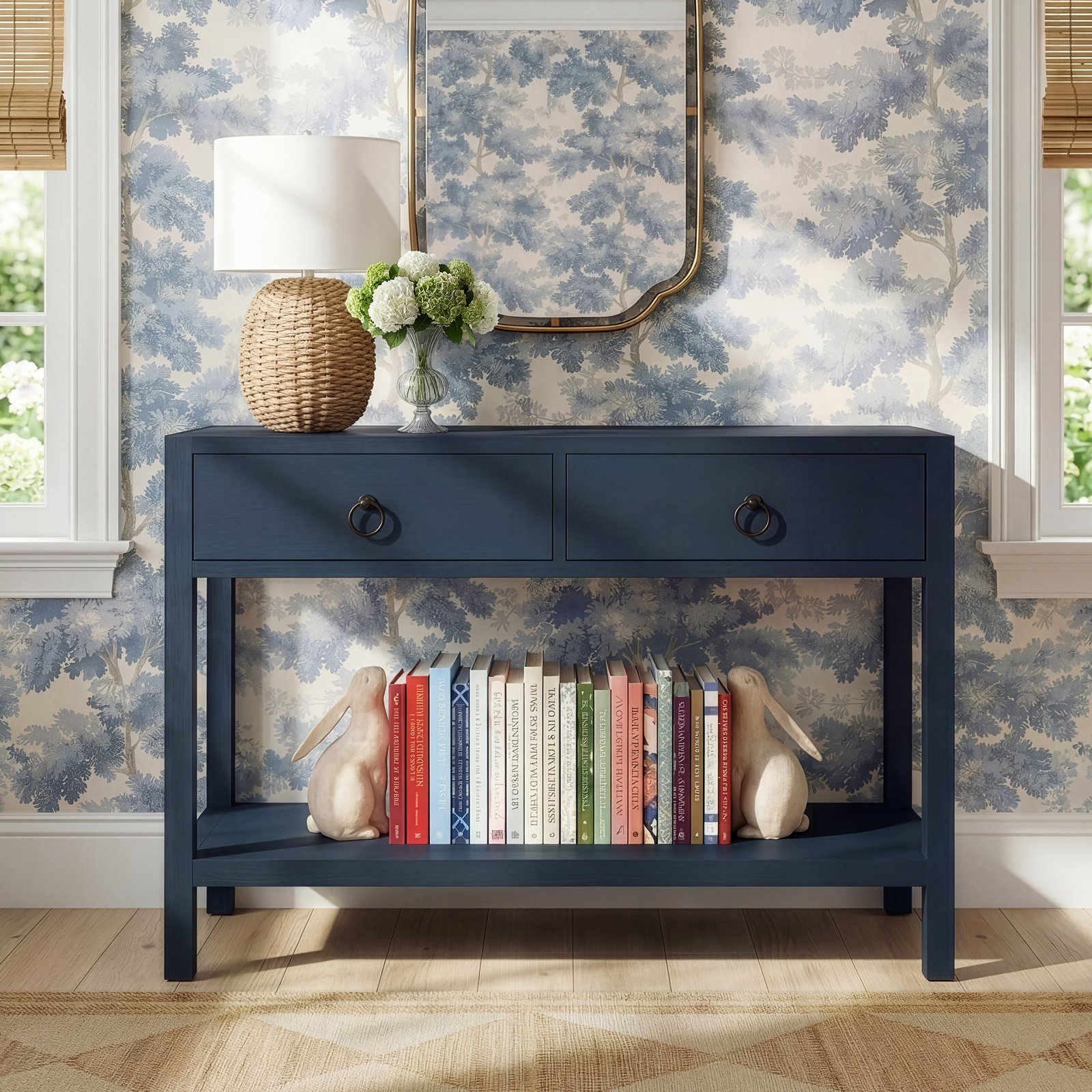 Elin 44" Console Table, Navy Blue