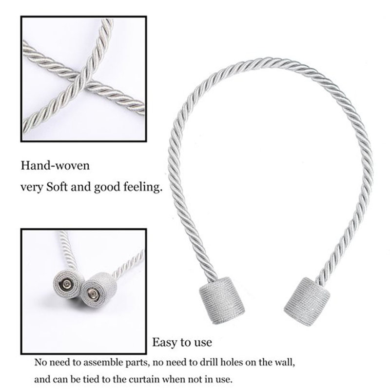Thristen Rayon 19.3" Magnetic Curtain Tieback, Silver